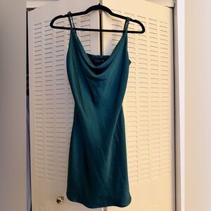Nasty Gal Teal Cowl Neck Mini Dress